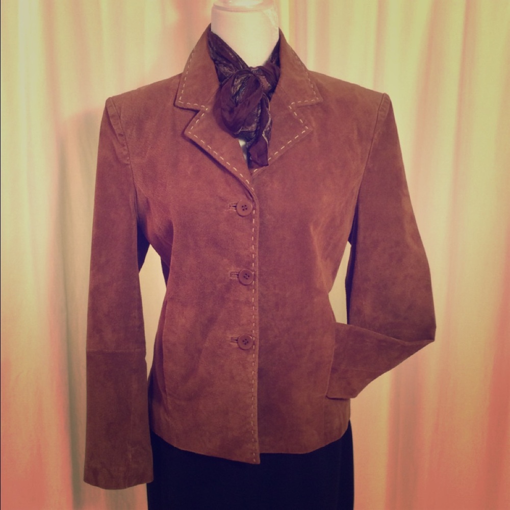 KC Collection Rust/Brown Suede Jacket - Picture 2 of 8